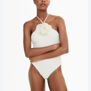 Mango Textured Swimsuit in Cream